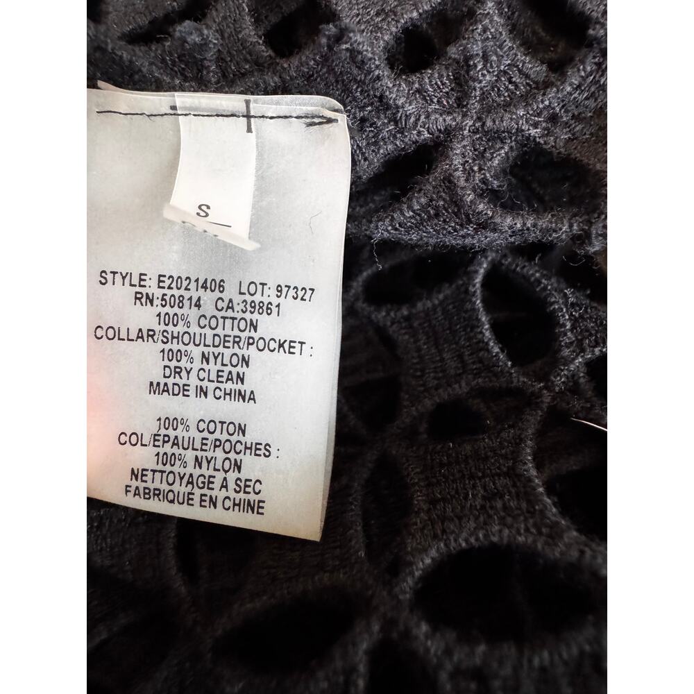 Elie Tahari Black Sheer Crochet Lace Front Belted Swim Cover up Dress Small - Picture 3 of 6